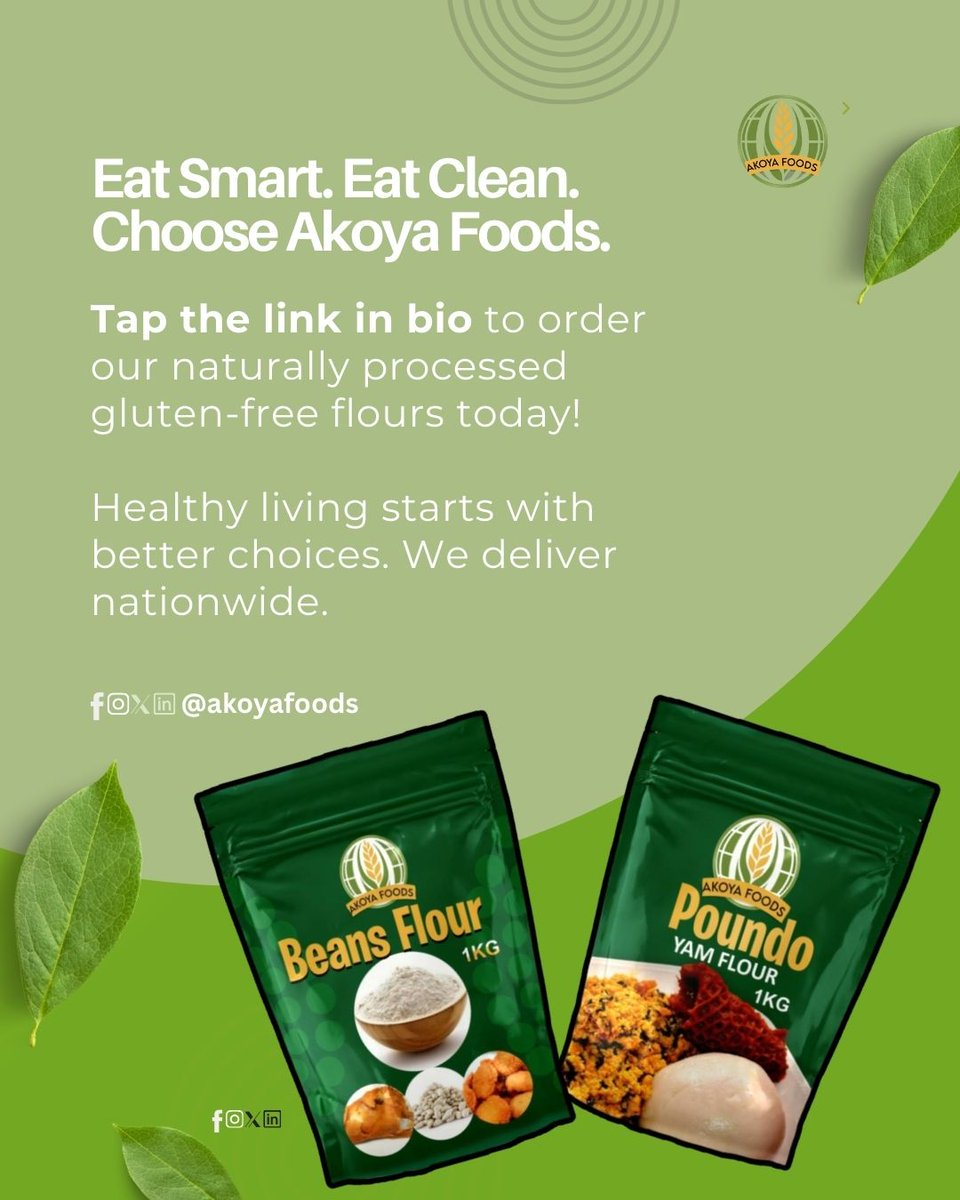 AkoyaFoods's tweet photo. Tap the link in our bio to start eating better, one meal at a time 🌿

So no, not all flours are bad. You just need the right kind of flour 😉vaFlour #PlantainFlour #BeansFlour #PoundoYam #FoodFacts https://t.co/rK8QrhfpXi