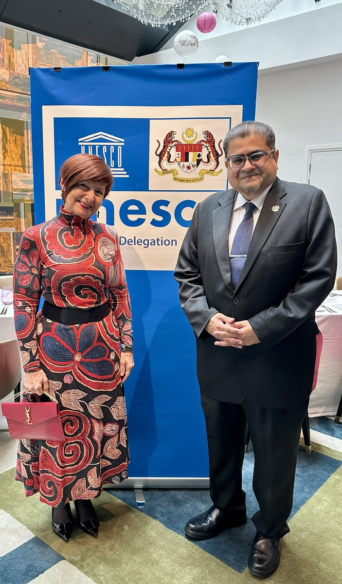 President of the General Conference of UNESCO (@pgc_of_unesco) on Twitter photo A real pleasure to meet H.E. Mr. Hazreen Abdul Haleem, Permanent Delegate of #Malaysia to <a href="/UNESCO/">UNESCO 🏛️ #Education #Sciences #Culture 🇺🇳</a>, who joined, a few months ago, our diplomatic family! I look forward working together for promoting the noble values and principles of the organization that we cherish so much!
. A real pleasure to meet H.E. Mr. Hazreen Abdul Haleem, Permanent Delegate of #Malaysia to <a href="/UNESCO/">UNESCO 🏛️ #Education #Sciences #Culture 🇺🇳</a>, who joined, a few months ago, our diplomatic family! I look forward working together for promoting the noble values and principles of the organization that we cherish so much!
.