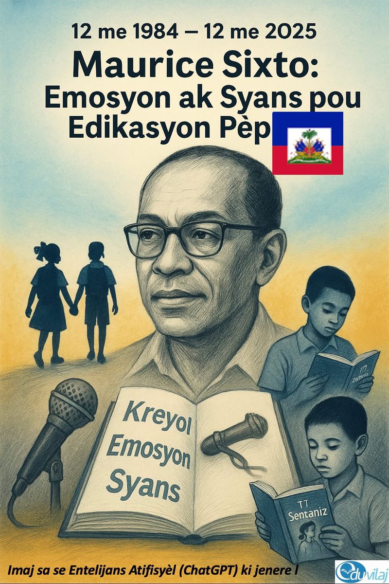 📅 12 me 1984 – 12 me 2025
🕊️ Maurice Sixto: yon eritaj emosyon, lodyans, lasyans pou edikasyon pèp la. Yon egzanp tou pou rezo sosyal jodi a.

Jodi a, 41 lane apre lanmò li, mwen rann omaj a Maurice Sixto, pwofesè literati, lodyansè , ekriven ak moralist pèp Ayisyen an. Maurice