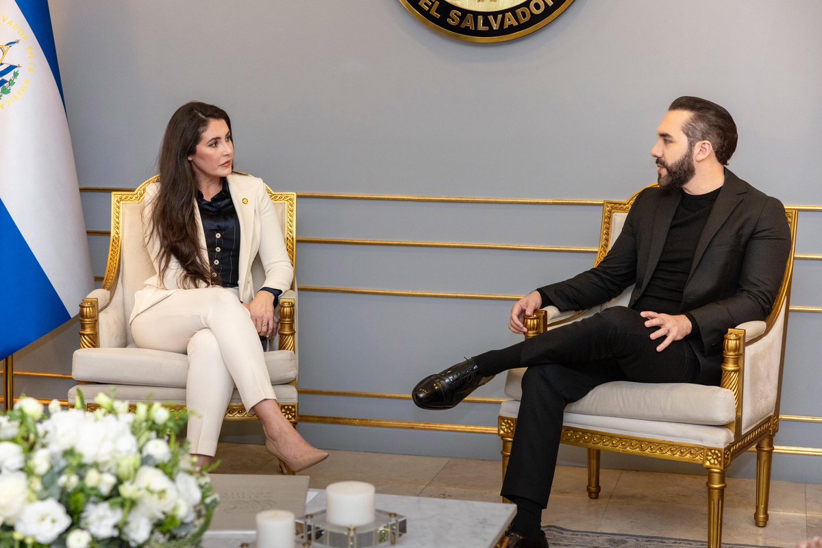RepLuna's tweet photo. I saw it with my own eyes— President Bukele has truly liberated El Salvador from the death grip of violent criminal terrorists and restored hope to the people.

As Chairwoman of @SAL_Caucus, I am honored to stand with him in the fight to bring lasting peace and justice to this beautiful country. Both the United States and El Salvador are grateful for your bold leadership, @nayibbukele 🇺🇸🇸🇻