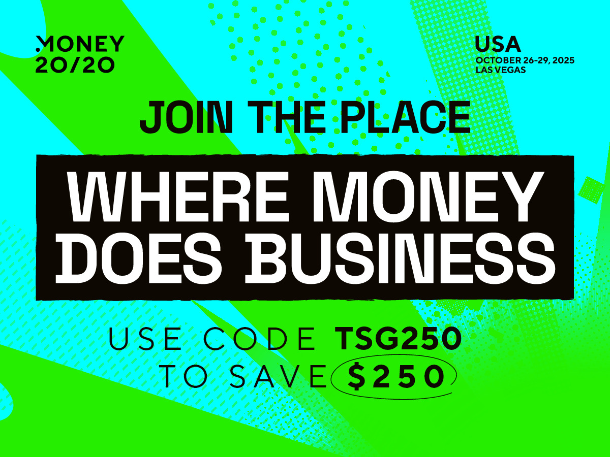 TSG (@tsgpayments) on Twitter photo 💰Use code TSG250 for a sweeter deal on #Money2020USA! Pass price
increases after May 16. Join where money does business (1 in 3 C-Suite
attendees) to accelerate deals, form new partnerships, raise your profile,
make breakthroughs & more. Get your pass: 2ly.link/278Ne 💰Use code TSG250 for a sweeter deal on #Money2020USA! Pass price
increases after May 16. Join where money does business (1 in 3 C-Suite
attendees) to accelerate deals, form new partnerships, raise your profile,
make breakthroughs & more. Get your pass: 2ly.link/278Ne