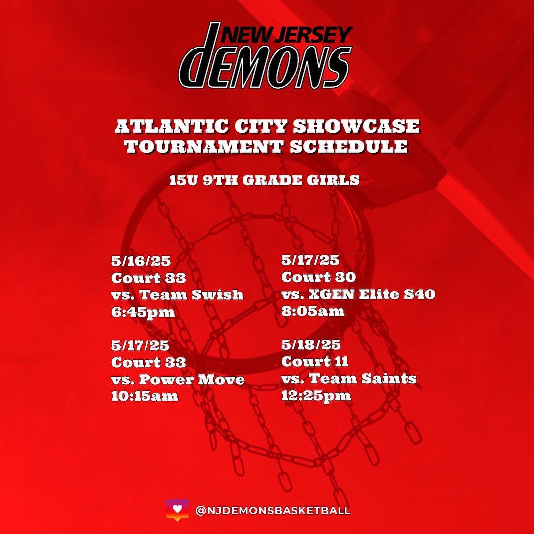 NJ DEMONS WILL BE IN ATLANTIC CITY 🎲 🎰 
THIS UP COMING WEEKEND!!!! 😈 🏀 

Come Check Us Out!!