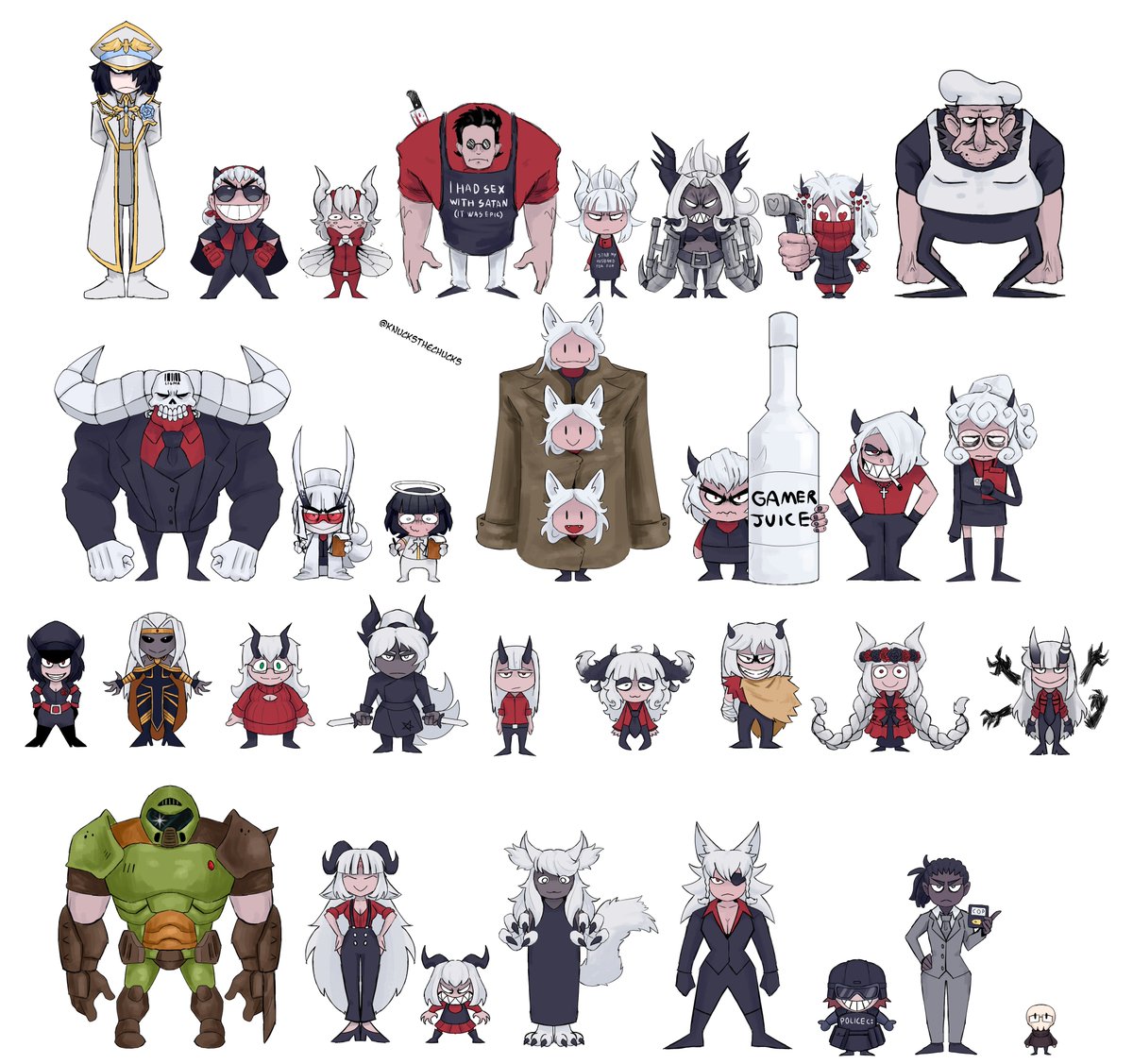 There we go.
Drew more of the characters submitted yesterday.
I think now this 5th Helltaker anniversary art is complete.
Which one is your favorite?
#Helltaker #Helltakerfanart #HelltakerAnniversary