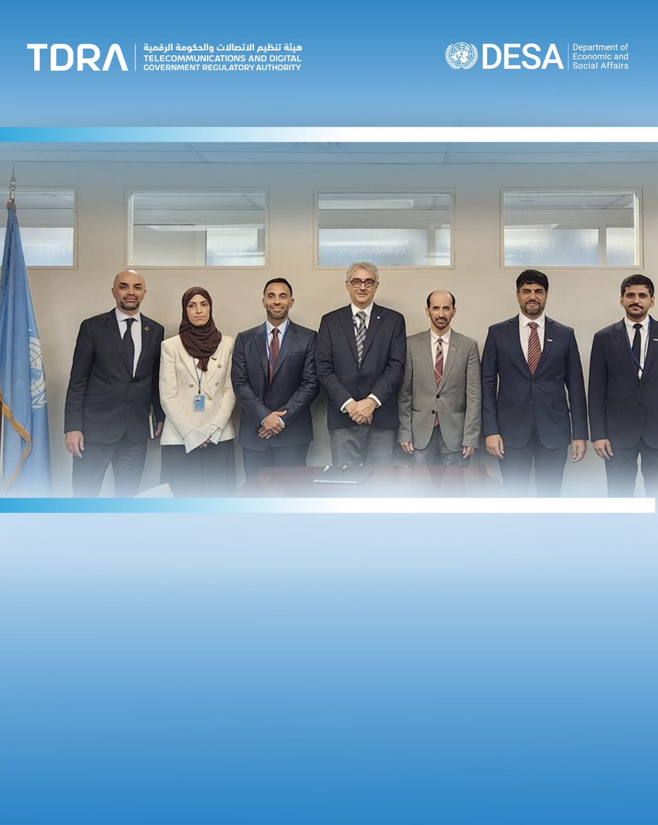 A new partnership agreement was signed between the Government of the UAE, represented by H.E. Eng. Majed Sultan Al Mesmar, Director General of TDRA, and the United Nations Department of Economic and Social Affairs (UNDESA). This partnership serves as a practical model for