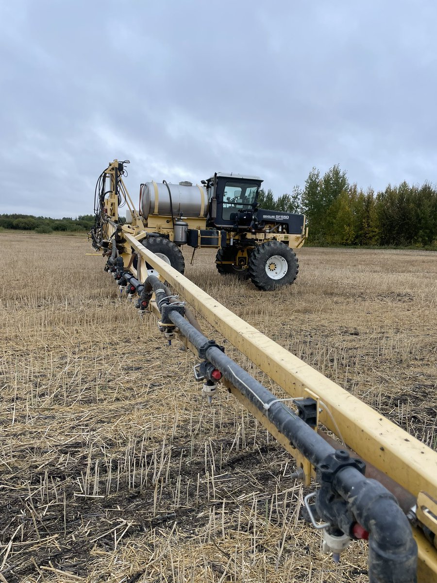 It has been a busy couple of days in the Acres for Hamiota field! 
First the field was sprayed, thank you to Kevin Kirk for spraying the field. Chemical for this application was donated by Albaugh Chemical with Crush R glyphosate and thank you to BASF who donated Voraxor.