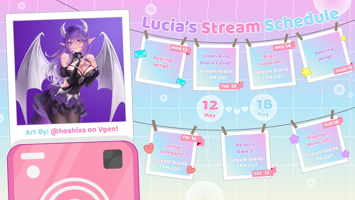 Here is the schedule for the week @❤️‍🔥Dracons ! Expect the Pixelmon server to be ready by Sun!! &lt;3 Will post setup soon!

#Vtuber #VtuberEN #ENVtuber