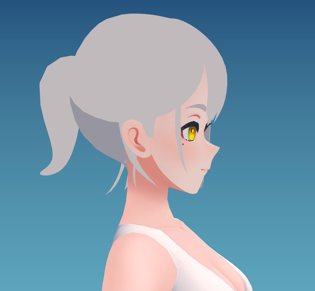 Gotta figure out how to model decent looking hair, but until I figure that out I guess a pony tail will have to do