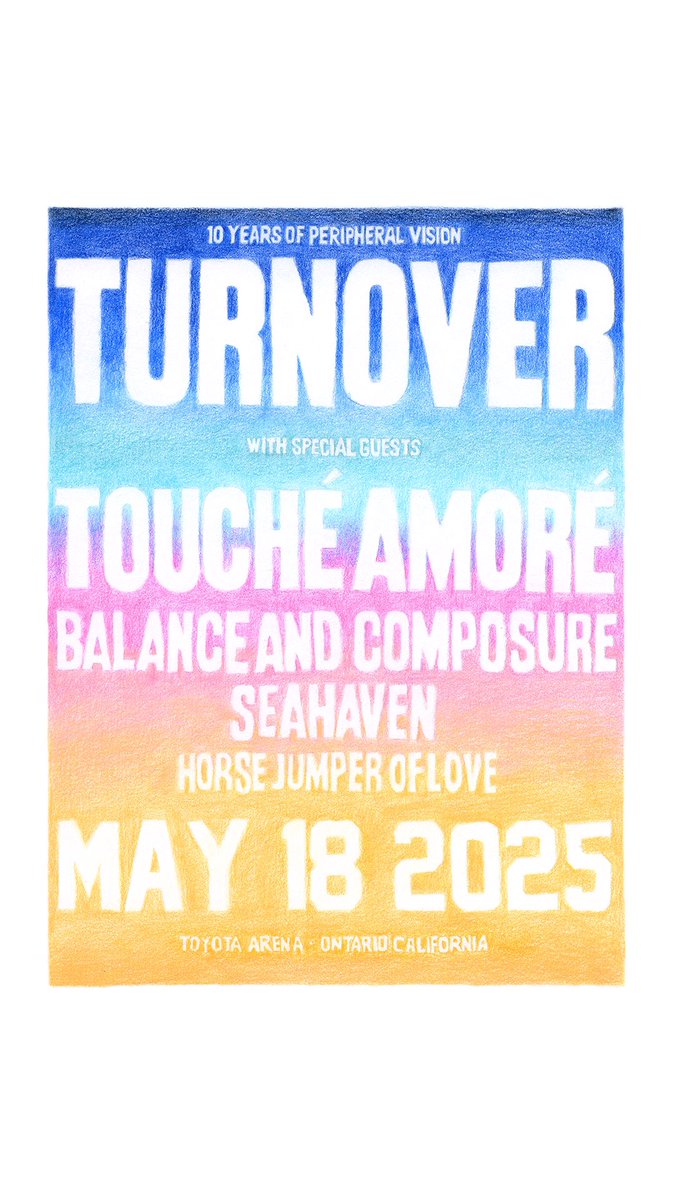 Arena show in California with an army of homies is coming up quick…

turnovermusic.net/?fbclid=PAZXh0…