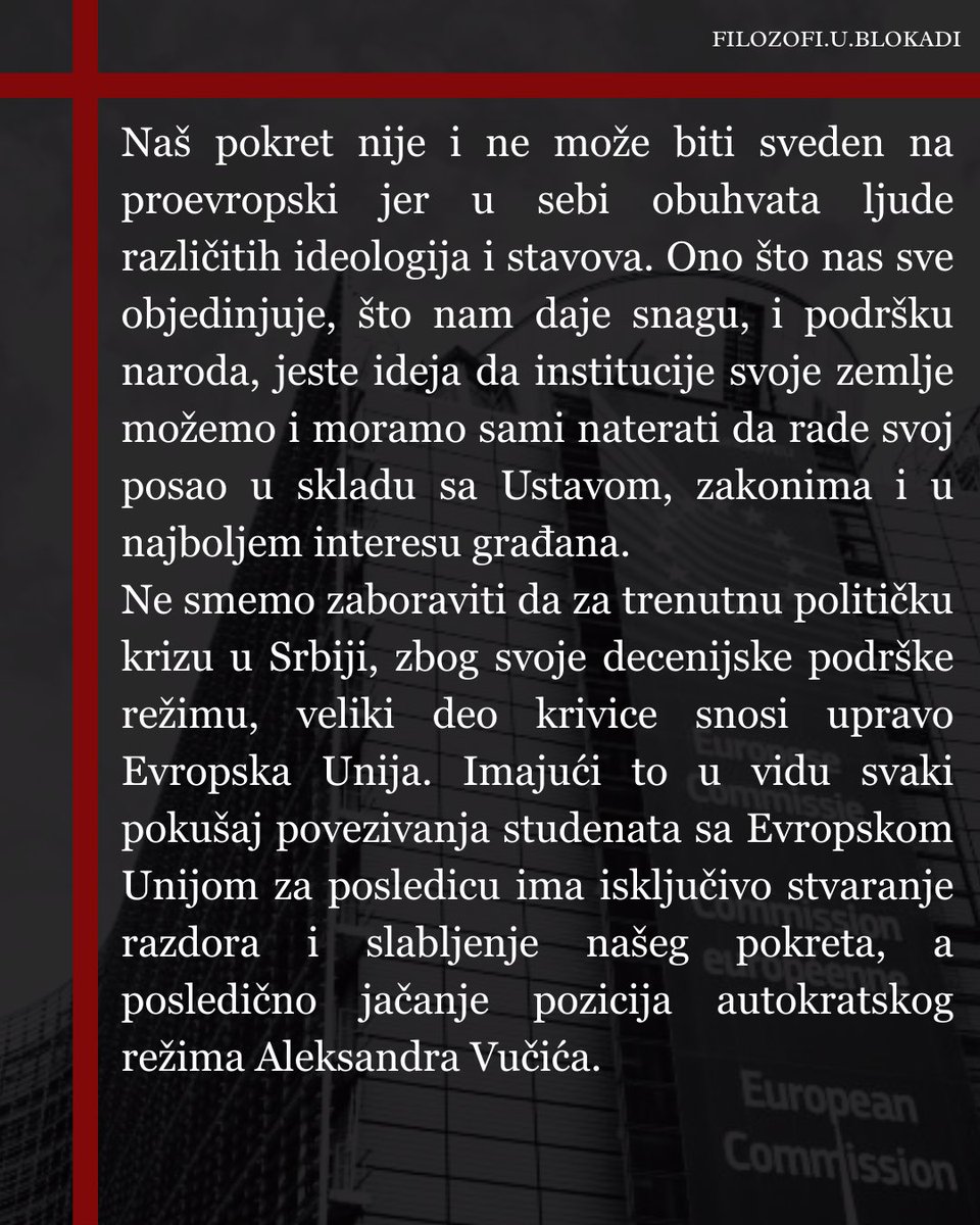 FFUBublokadi's tweet photo. Evropska Unija nije nadležna za ispunjenje studentskih zahteva! ⬇️ https://t.co/ZwUlqzwack