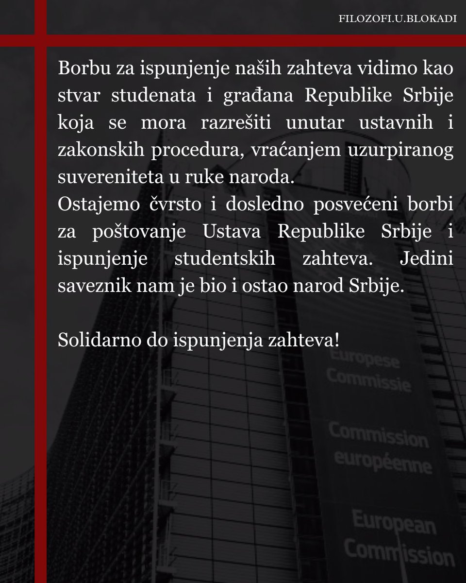 Evropska Unija nije nadležna za ispunjenje studentskih zahteva! ⬇️