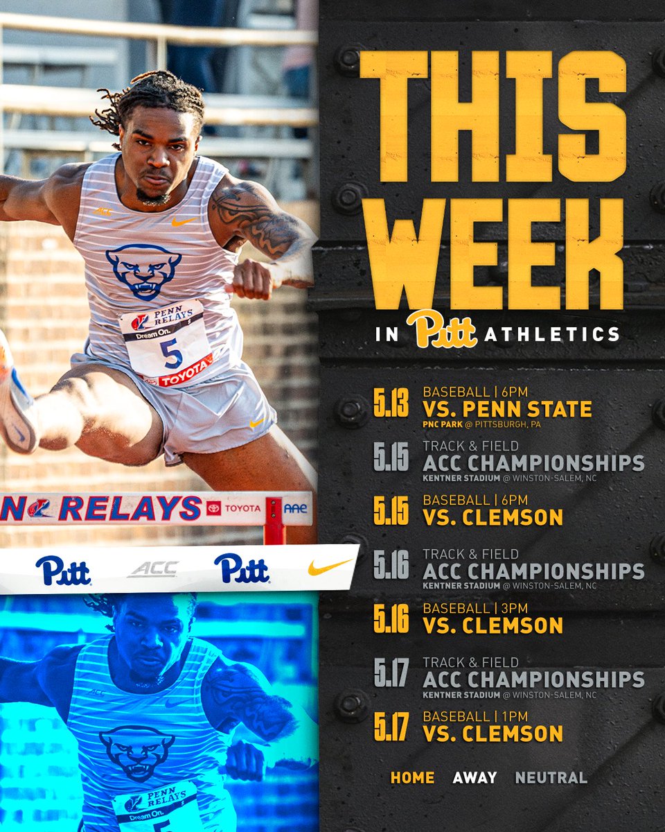 Pitt Panthers (@pitt_athletics) on Twitter photo 🔵 THIS WEEK IN PITT ATHLETICS 🟡
Home Highlight…
➡️ <a href="/Pitt_BASE/">Pitt Baseball</a> plays tomorrow night at PNC Park!
Full Schedule: pittsburghpanthers.com/calendar 🔵 THIS WEEK IN PITT ATHLETICS 🟡
Home Highlight…
➡️ <a href="/Pitt_BASE/">Pitt Baseball</a> plays tomorrow night at PNC Park!
Full Schedule: pittsburghpanthers.com/calendar