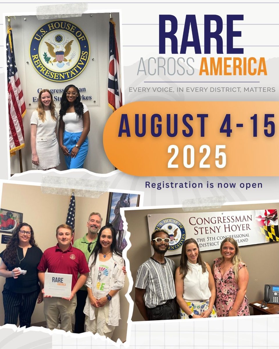 Registration for Rare Across America 2025 is open! Don't miss the opportunity to meet with your representatives and advocate for issues that are most important to the rare community. #RareAcrossAmerica2025
 
Register here: hubs.li/Q03m3PJg0