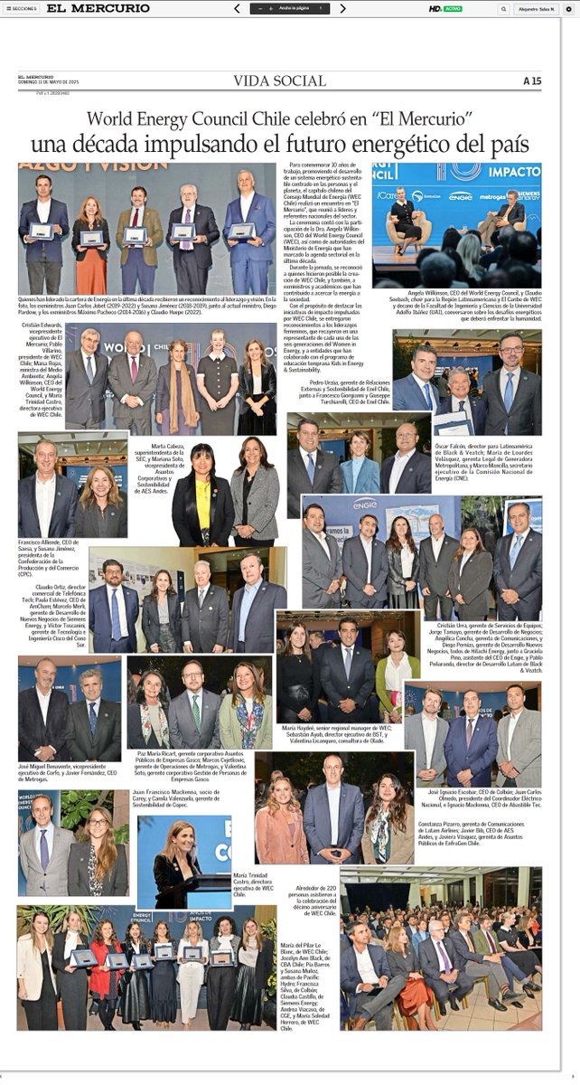 World Energy Council (WEC) Chile (@wec_chile) on Twitter photo ¡Hace una semana celebramos los 10 años de WEC Chile!
📸 La celebración fue destacada en las fotos sociales de <a href="/__elmercurio/">El Mercurio</a>, reflejando el ambiente de encuentro, colaboración e inspiración que vivimos.
Revisa los detalles de la celebración: wec-chile.cl/una-decada-de-… ¡Hace una semana celebramos los 10 años de WEC Chile!
📸 La celebración fue destacada en las fotos sociales de <a href="/__elmercurio/">El Mercurio</a>, reflejando el ambiente de encuentro, colaboración e inspiración que vivimos.
Revisa los detalles de la celebración: wec-chile.cl/una-decada-de-…