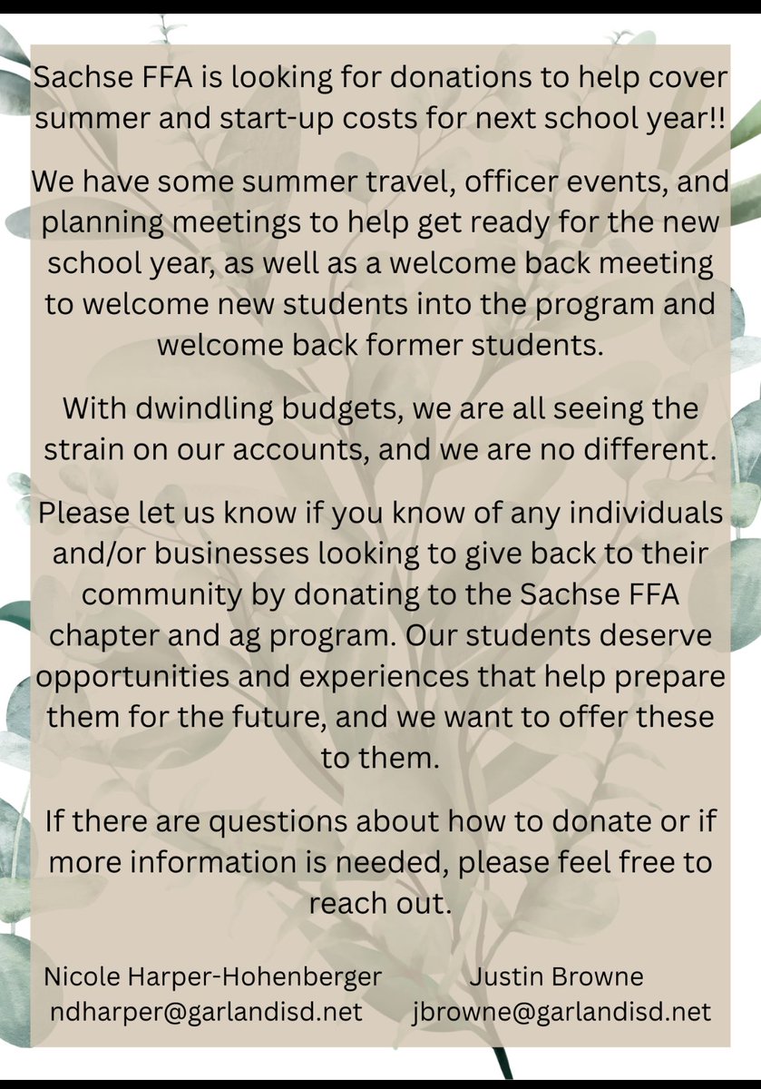 Help us help our students! 
Any and everything is appreciated!