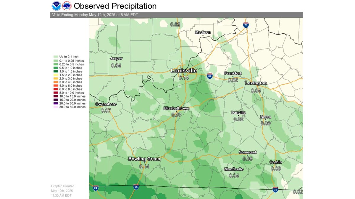 24 Hour Precipitation Ending 8AM May 12, 2025