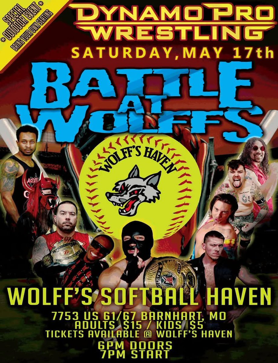 This Saturday night we make our debut at Wolff's Softball Haven!
Tickets are available at Wolff's Haven or online at wolffshaven.com