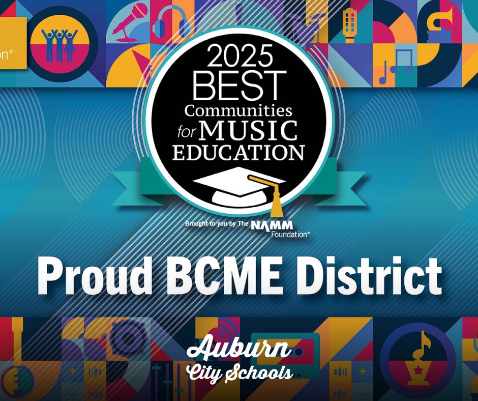 TUNED FOR SUCCESS 🎉🎶: Auburn City Schools has been honored with the Best Communities for Music Education designation from The NAMM Foundation for their outstanding support and commitment to music education!
•
Now in its 26th year, the Best Communities for Music Education