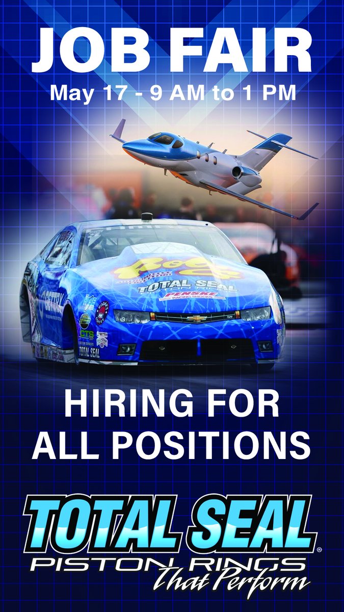 Join us at our Job Fair on Saturday, May 17, 2025, from 9:00AM to 1:00PM at the Total Seal manufacturing facility located at 22642 N 15th Ave, Phoenix, AZ 85027

Learn more at: loom.ly/WrBeZhA

Smash the ❤️if you plan on attending

#JobFair #motorsportsjobs #aerospacejobs