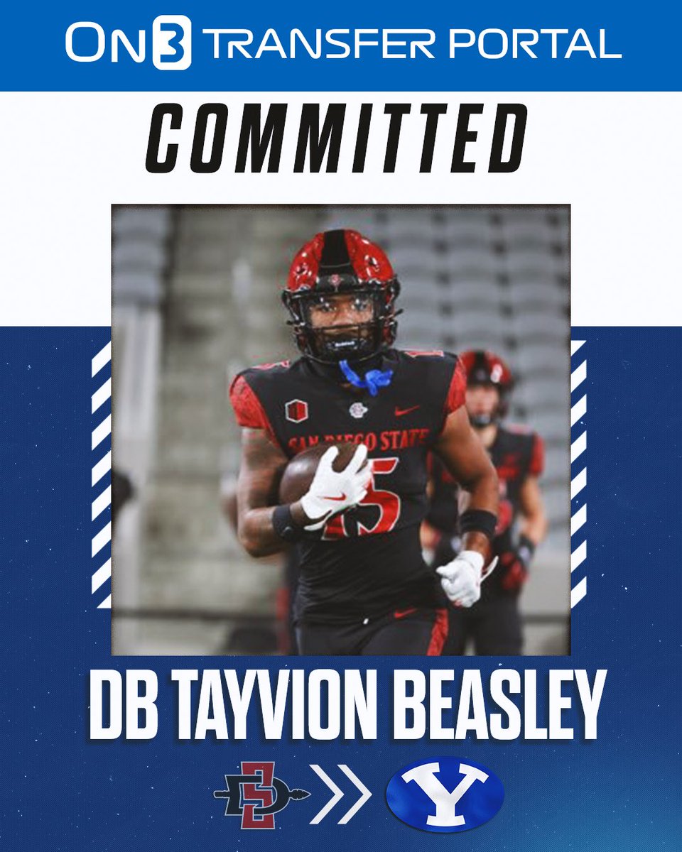 Transfer Portal (@transferportal_) on Twitter photo BREAKING: SDSU transfer DB Tayvion Beasley has signed with BYU, <a href="/PeteNakos_/">Pete Nakos</a> reports😼
on3.com/db/tayvion-bea… BREAKING: SDSU transfer DB Tayvion Beasley has signed with BYU, <a href="/PeteNakos_/">Pete Nakos</a> reports😼
on3.com/db/tayvion-bea…