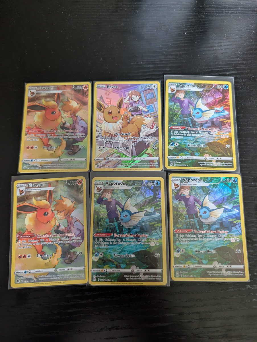 LEFTOVERS STACK SALE.
All cards will be moved to TCGPlayer on Wednesday.

Flareon - $7 each
Eevee - $5
Vaporeon - $8 each

FREE PWE (Buyer's Risk. Up to 4 cards)
$5 BMWT (Any amount of cards)