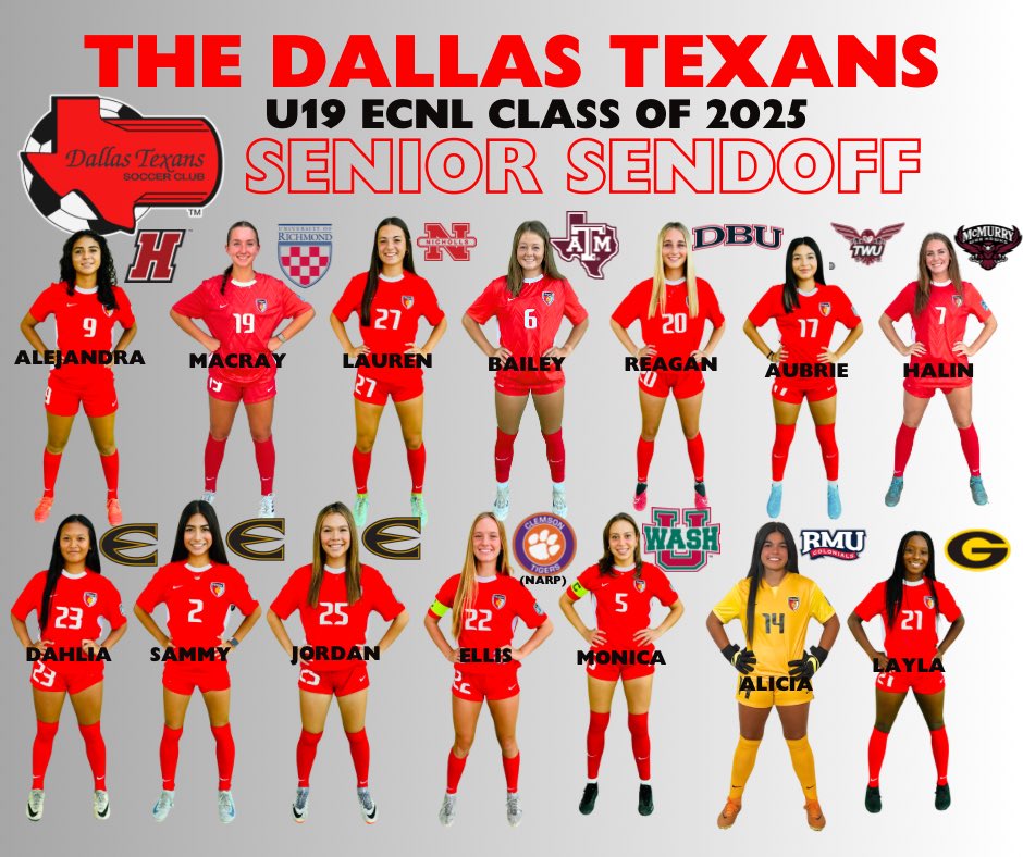 Doesn’t quite seem real yet that our seniors have officially played their last game as Texans. The future is SO bright for this group, and each one will be missed so much. Go be great, ladies. Thank you for being part of <a href="/DTexansSC/">Dallas Texans Soccer Club</a> !! <a href="/ECNLgirls/">ECNL Girls</a> <a href="/ImYouthSoccer/">ECNL/GA/Recruiting/College Soccer</a>