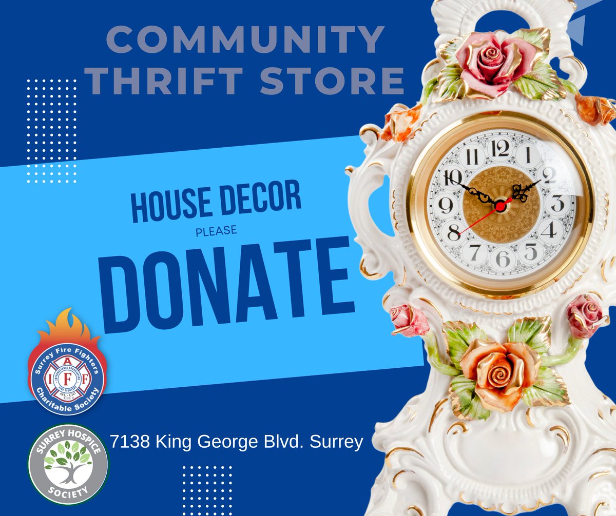 📷 Community Thrift Store, needs help!
Have some items you no longer need? We at the thrift store need your household items, kitchenware, home decor, etc.
Come drop them off at our store! 
shscommunitythriftstore.com/donate 604-599-9930 #SurreyBC #newtonbc #thriftstore