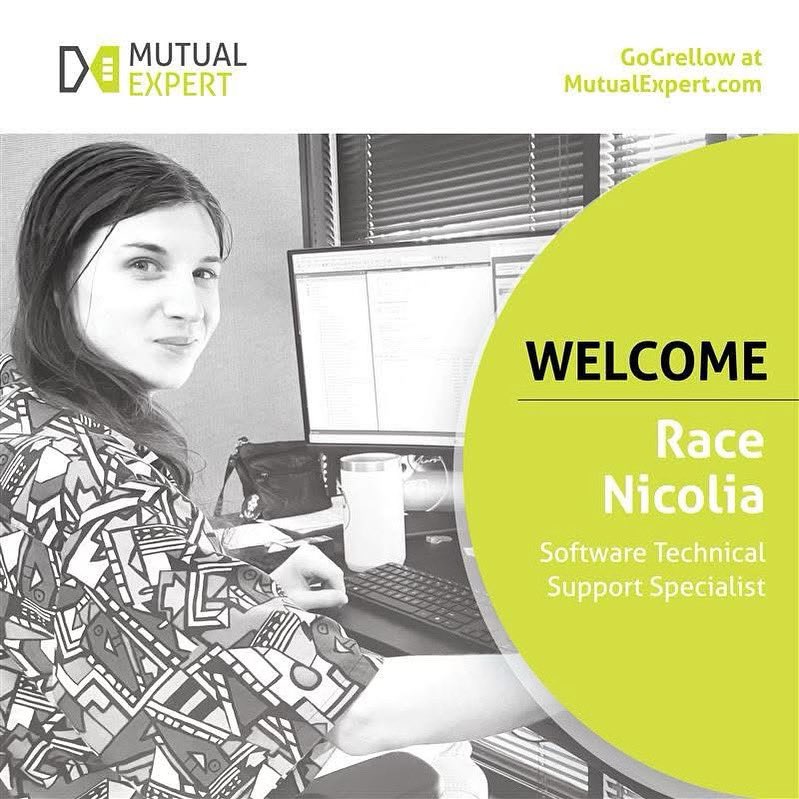 Please join us in welcoming Race Nicolia to the Mutual Expert team!

Race was brought on board as a Software Technical Support Specialist to assist our customers.

#GoGrellow #MutualExpert #DotExpert #Insurance #PolicyAdministrationSystem #PAS