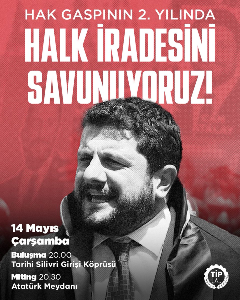 Hak gaspının 2. yılında, halk iradesini savunmak için buluşuyoruz!

Hatay halkının seçilmiş vekili Can Atalay, İBB Başkanı Ekrem İmamoğlu, gençler, öğrenciler, seçilmişler hala Silivri’de tutsaklar!
İktidarın siyasi rehine politikalarına karşı irademizi savunmak için bir