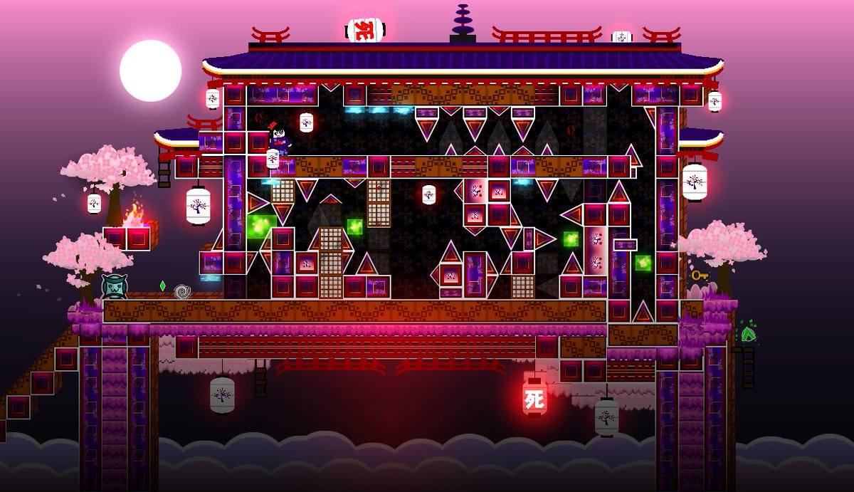 Doshterhoz's tweet image. Hice un asombroso parallax de nubes en la parte baja, la verdad que, aunque sean simples combinan con el mapa. #LevelDesing #GeometryDashLevel #GeometryDash