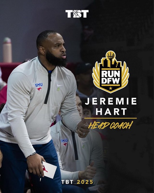 RunDFWTBT's tweet image. Welcome Jeremie Hart to the Run DFW Family! 

Coach Hart is a Dallas native and will be serving as the Head Coach for Run DFW TBT. Coach is the Recruiting Coordinator for @SMUBasketball, a former pro, and is an NBA/Overseas skills trainer! 

#RunDFW #TBT #NewDallas