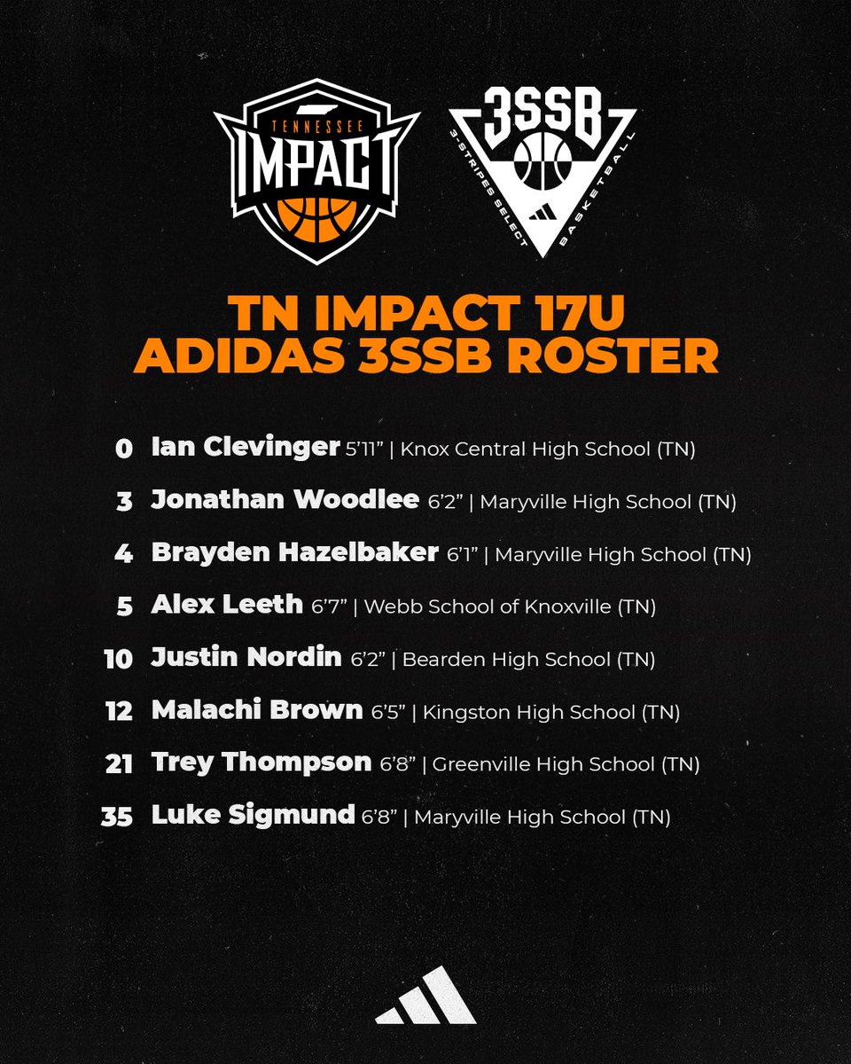 2026 17u Tennessee Impact <a href="/3SSBCircuit/">3Stripes Select Basketball</a> team schedule &amp; roster for Adidas 3SSB Session II NCAA Live event this weekend. 

#adidasbasketball #3SSB #3StripesSelectBasketball <a href="/JamieShaw5/">Jamie Shaw</a> <a href="/TravisGrafHoops/">Travis Graf</a> <a href="/ebosshoops/">Eric Bossi</a>