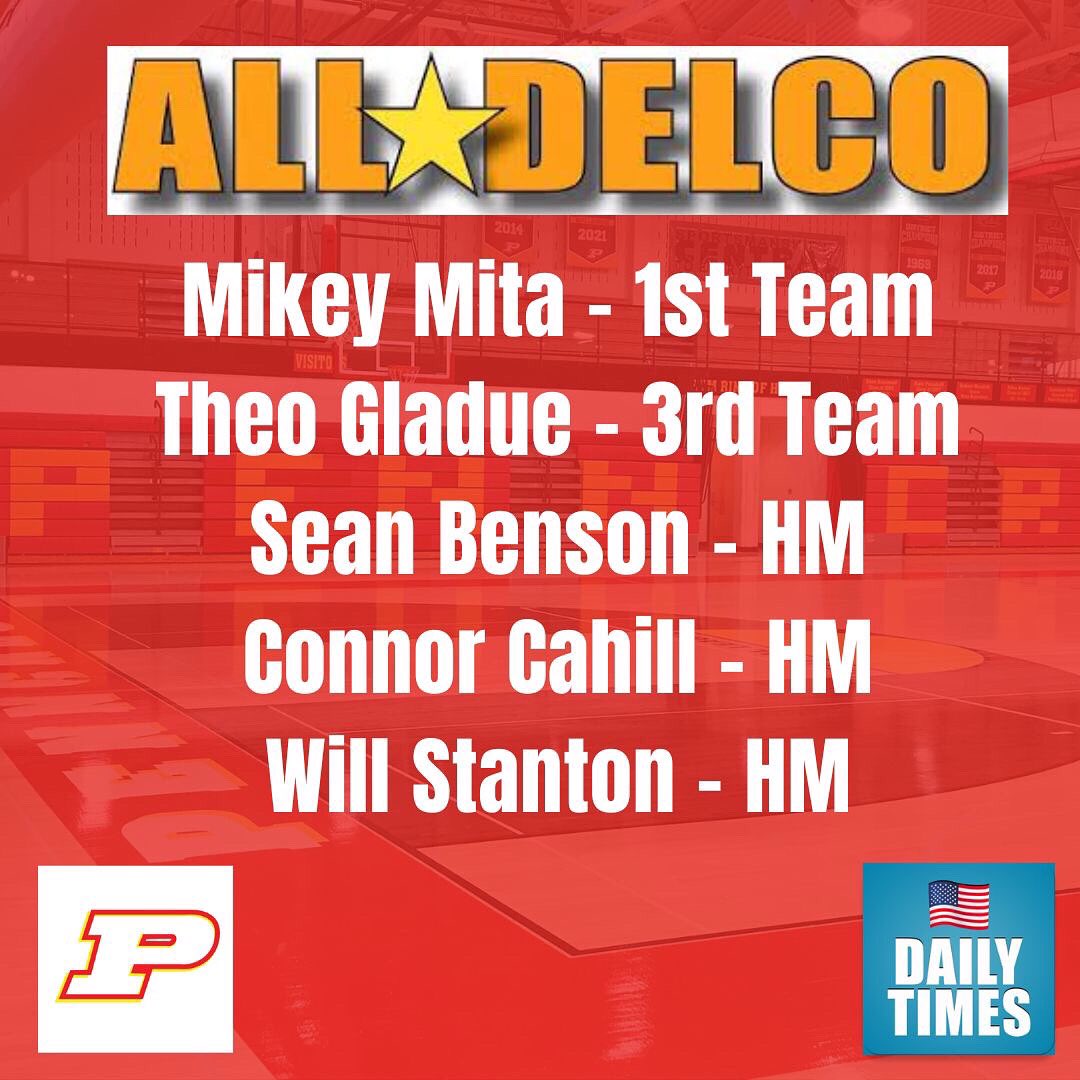 Penncrest Basketball (@penncresthoops) on Twitter photo Congratulations to our five guys that made All-Delco!
1st Team - <a href="/mikeymita2026/">Mikey Mita</a>
3rd team - Theo Gladue
Honorable Mention - <a href="/sean_benson3/">sean benson</a>, <a href="/connor_cahill5/">Connor Cahill</a>, and Will Stanton Congratulations to our five guys that made All-Delco!
1st Team - <a href="/mikeymita2026/">Mikey Mita</a>
3rd team - Theo Gladue
Honorable Mention - <a href="/sean_benson3/">sean benson</a>, <a href="/connor_cahill5/">Connor Cahill</a>, and Will Stanton