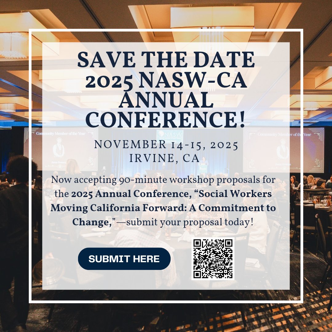 Last Chance to Submit Your Proposal

Calling All Changemakers in Social Work

If you have a transformative workshop idea that can educate, empower, and ignite change — don’t miss this final opportunity to be part of something big.

Submit your proposal: naswca.org/page/ca-annual…