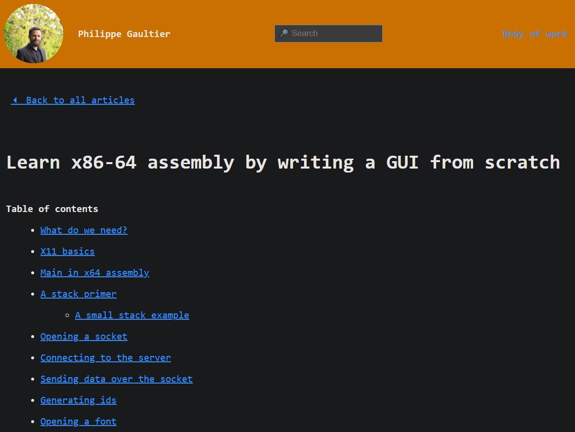 RuiCarrilho5's tweet image. Here's a cool new way to learn Assembly - write a GUI from scratch in it! This cool little article shows you how to do that, and teaches you all about some other GUI fundamentals. A very good exercise, have fun!