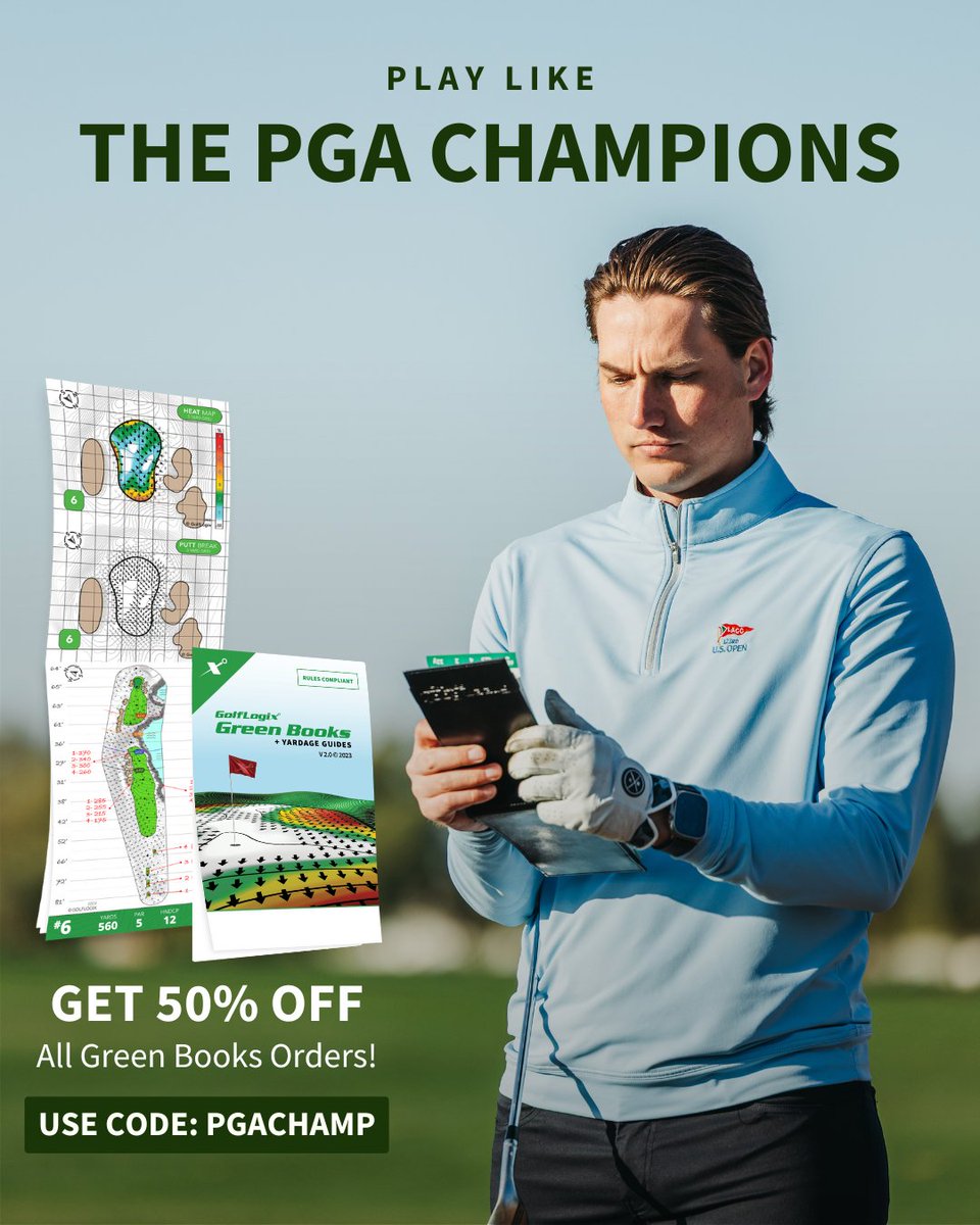 Crack the code to your home course and start playing like the pros with GolfLogix Green Books! 🏌️‍♂️ Use code PGACHAMP to get 50% off during our PGA Championship sale. Hurry, this limited-time offer won’t last long! Shop now at greenbooks.com. 

#GLX #GolfLogix #GreenBooks