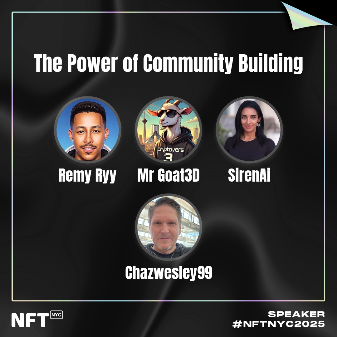 ᴄʜᴀᴢ | ᴏɴᴇʟᴏᴠᴇᴅᴀᴏ (@chazwesley99) on Twitter photo I'll be speaking on the Community Track at <a href="/NFT_NYC/">NFT.NYC</a> June 25-26 about The Power of Community Building
Register here: NFT.NYC/register
Honored to be speaking with <a href="/Jeni_Pepen/">Jenifer | ONELOVE</a> <a href="/Remy_Ryy/">Remy Ryy</a> <a href="/MrGoat3D/">Mr Goat3D 🐐📈</a> I'll be speaking on the Community Track at <a href="/NFT_NYC/">NFT.NYC</a> June 25-26 about The Power of Community Building
Register here: NFT.NYC/register
Honored to be speaking with <a href="/Jeni_Pepen/">Jenifer | ONELOVE</a> <a href="/Remy_Ryy/">Remy Ryy</a> <a href="/MrGoat3D/">Mr Goat3D 🐐📈</a>