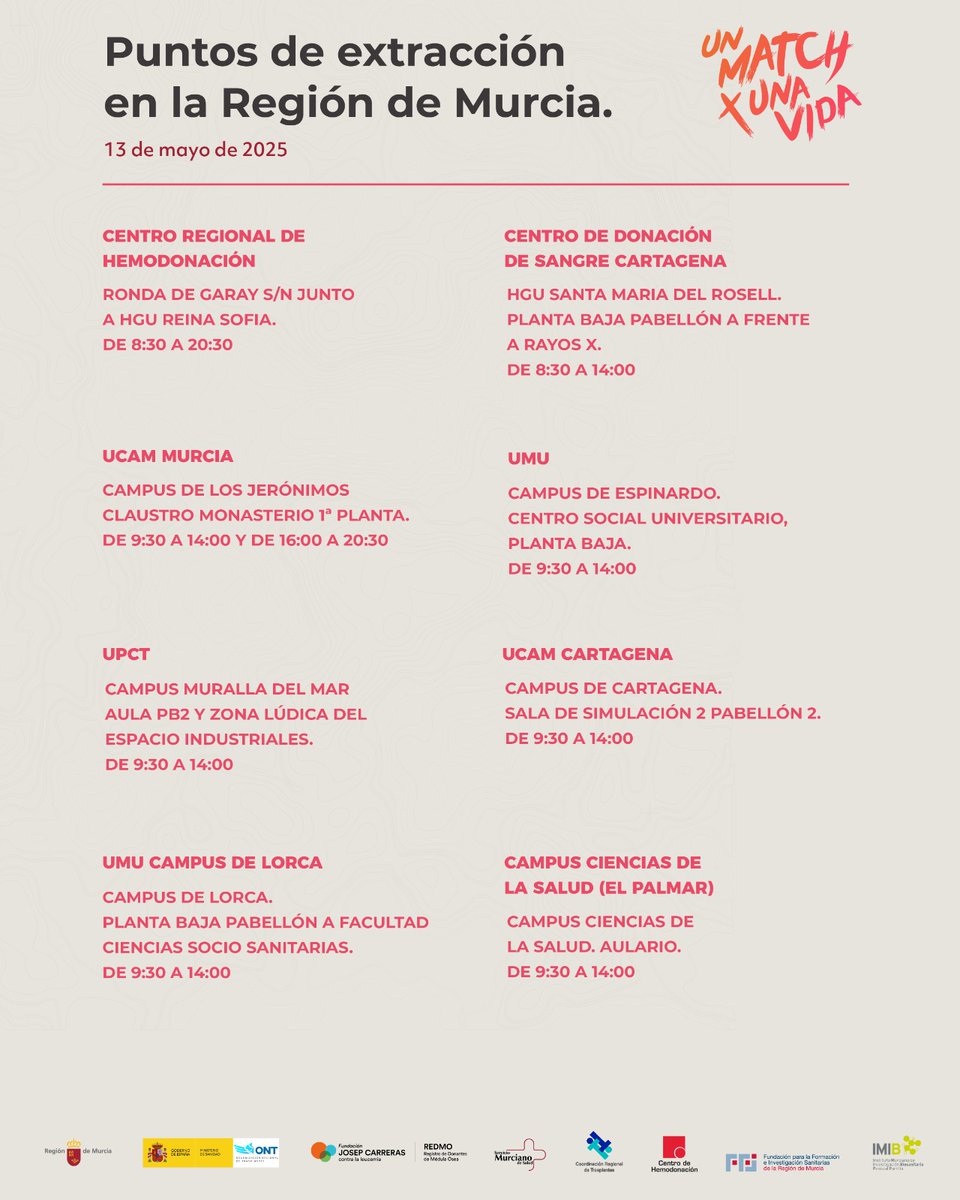 Area 3 Salud Lorca (@area3lorca) on Twitter photo 📢 Sumate mañana 13 de Mayo al Día Regional del Donante de Órganos y Médula Ósea 🫀🧠🫁🦴❤️
📍<a href="/Area3Lorca/">Area 3 Salud Lorca</a>
📍Hall Principal Hospital Rafael Méndez
📍 Campus Universitaria Lorca
📍 <a href="/UMUdivulga/">UMU Divulga</a>
🙌 Forma parte de esta gran red solidaria.
<a href="/Murciasalud/">Murciasalud</a> <a href="/DonarSangreMU/">🩸CENTRO REGIONAL DE HEMODONACIÓN 🅰️🅱️🅾️🆎</a> <a href="/AytoLorca/">Ayuntamiento Lorca</a> 📢 Sumate mañana 13 de Mayo al Día Regional del Donante de Órganos y Médula Ósea 🫀🧠🫁🦴❤️
📍<a href="/Area3Lorca/">Area 3 Salud Lorca</a>
📍Hall Principal Hospital Rafael Méndez
📍 Campus Universitaria Lorca
📍 <a href="/UMUdivulga/">UMU Divulga</a>
🙌 Forma parte de esta gran red solidaria.
<a href="/Murciasalud/">Murciasalud</a> <a href="/DonarSangreMU/">🩸CENTRO REGIONAL DE HEMODONACIÓN 🅰️🅱️🅾️🆎</a> <a href="/AytoLorca/">Ayuntamiento Lorca</a>
