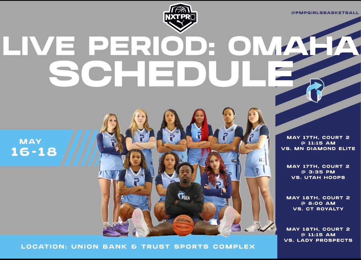 Tisha Ornelas (@tishaornelas26) on Twitter photo Ready to compete in <a href="/PRO16G/">NXTPRO Girls League</a> this weekend in Omaha, NE
<a href="/realcoachc4/">Coach C</a> <a href="/pmpgirlsbball/">Players Make Plays (PMP) Girls Basketball</a> Ready to compete in <a href="/PRO16G/">NXTPRO Girls League</a> this weekend in Omaha, NE
<a href="/realcoachc4/">Coach C</a> <a href="/pmpgirlsbball/">Players Make Plays (PMP) Girls Basketball</a>