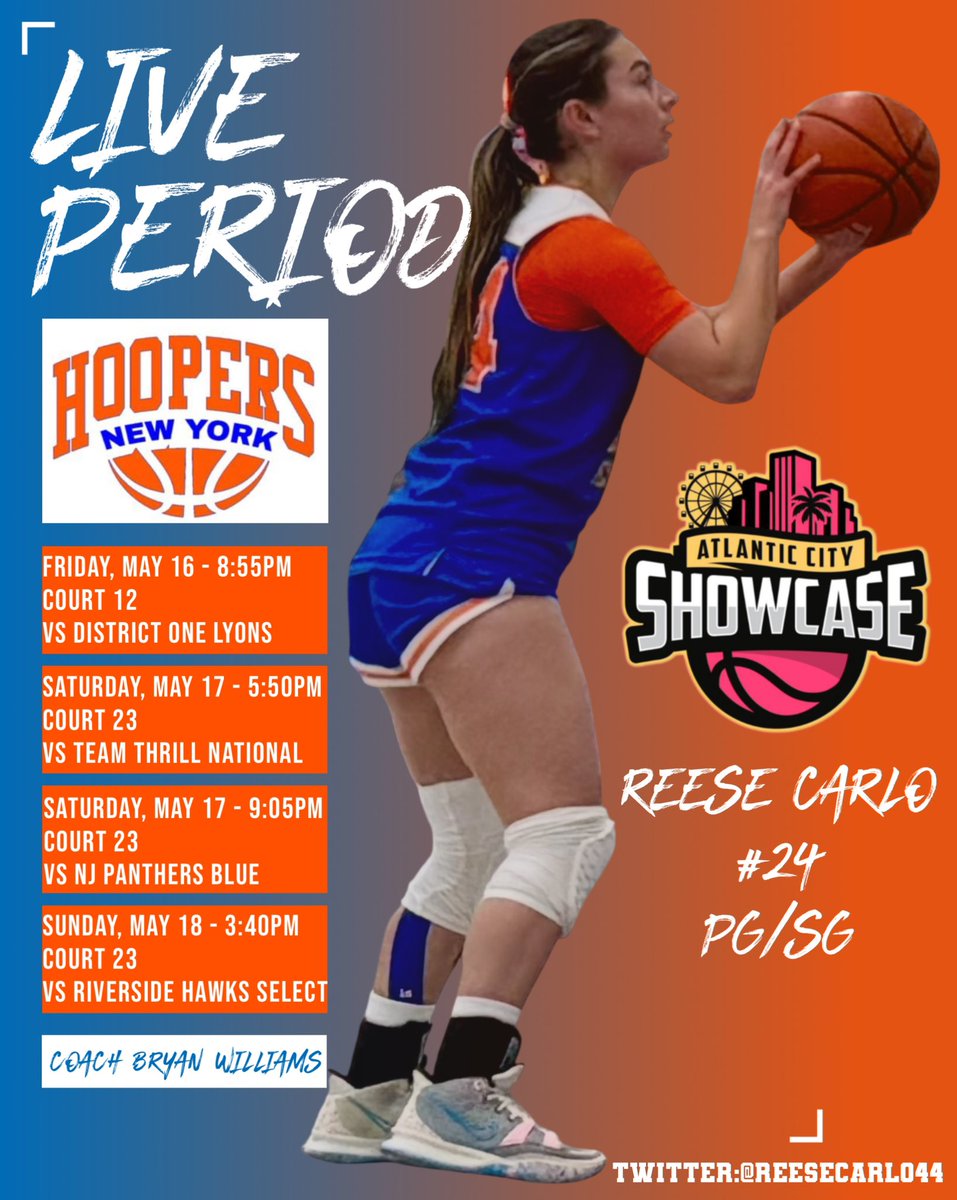 Reese Carlo 26’ (@reesecarlo44) on Twitter photo <a href="/SelectEventsBB/">Select Events Basketball</a> Live Period
<a href="/HOOPERS_NY/">HOOPERS NY</a> <a href="/BWHoopers/">Bryan Williams</a>
<a href="/1on1YourShotOn1/">1 on 1 ... Your Shot On Your Terms</a>
📍Atlantic City Convention Center <a href="/SelectEventsBB/">Select Events Basketball</a> Live Period
<a href="/HOOPERS_NY/">HOOPERS NY</a> <a href="/BWHoopers/">Bryan Williams</a>
<a href="/1on1YourShotOn1/">1 on 1 ... Your Shot On Your Terms</a>
📍Atlantic City Convention Center