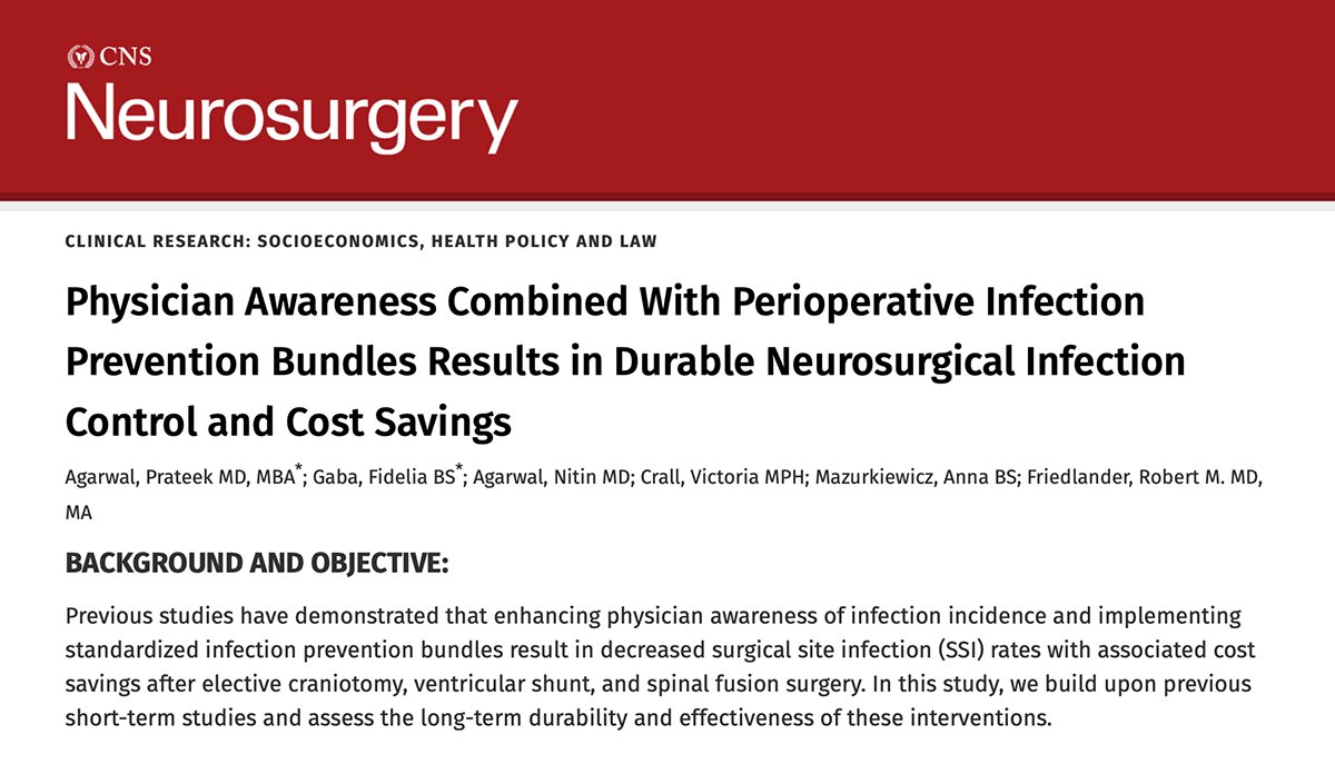 Pitt Neurosurgery (@pittneurosurg) on Twitter photo Enhancing physician awareness of infection incidence in conjunction with standardized perioperative infection prevention bundles yields enduring neurosurgical infection control and resultant cost savings. journals.lww.com/neurosurgery/a… <a href="/UPMCPhysicianEd/">UPMC Physician Resources</a> <a href="/teeksagarwal/">Prateek Agarwal, MD, MBA</a> <a href="/DrRFriedlander/">Robert Friedlander</a> Enhancing physician awareness of infection incidence in conjunction with standardized perioperative infection prevention bundles yields enduring neurosurgical infection control and resultant cost savings. journals.lww.com/neurosurgery/a… <a href="/UPMCPhysicianEd/">UPMC Physician Resources</a> <a href="/teeksagarwal/">Prateek Agarwal, MD, MBA</a> <a href="/DrRFriedlander/">Robert Friedlander</a>