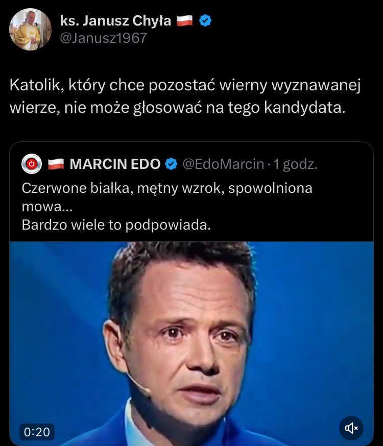 MartynaBP (@bp_martyna) on Twitter photo Znalazł się jeden odważny Ksiądz! Nareszcie! Bardzo dziękuję <a href="/Janusz1967/">ks. Janusz Chyła 🇵🇱</a> zacne słowa! Znalazł się jeden odważny Ksiądz! Nareszcie! Bardzo dziękuję <a href="/Janusz1967/">ks. Janusz Chyła 🇵🇱</a> zacne słowa!