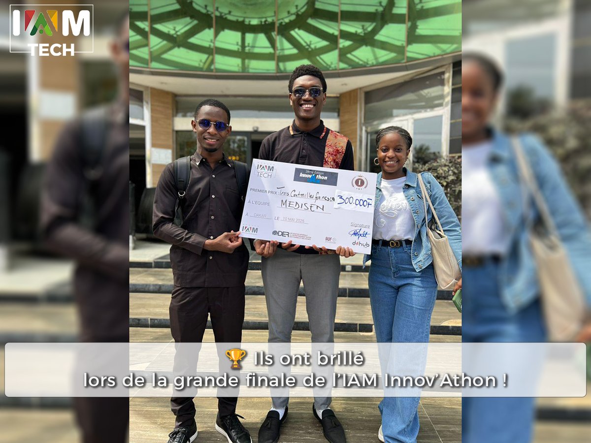 GroupeIAM's tweet image. đ Bravo aux gagnants de lâ#IAMInnovAthon !
đ„ MEDISEN â 300K FCFA
đ„ IMED â 200K FCFA
đ„ TERAAL â 150K FCFA
đ Mention spĂ©ciale Ă MEDISEN :
I. S. Diallo, S. G. Manga, B. S. Koinda, R. Seck
#GroupeIAM #PitchToWin #InnovationJeune