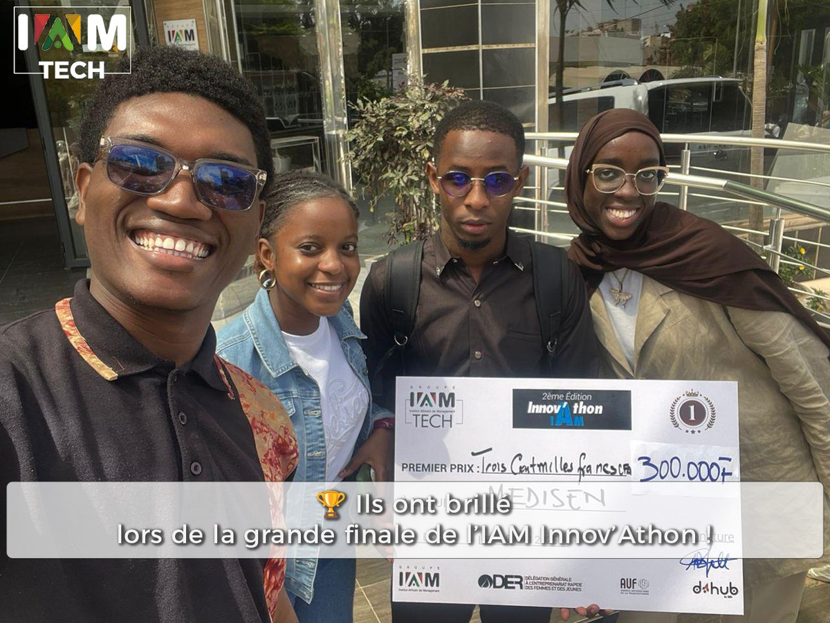 GroupeIAM's tweet image. đ Bravo aux gagnants de lâ#IAMInnovAthon !
đ„ MEDISEN â 300K FCFA
đ„ IMED â 200K FCFA
đ„ TERAAL â 150K FCFA
đ Mention spĂ©ciale Ă MEDISEN :
I. S. Diallo, S. G. Manga, B. S. Koinda, R. Seck
#GroupeIAM #PitchToWin #InnovationJeune