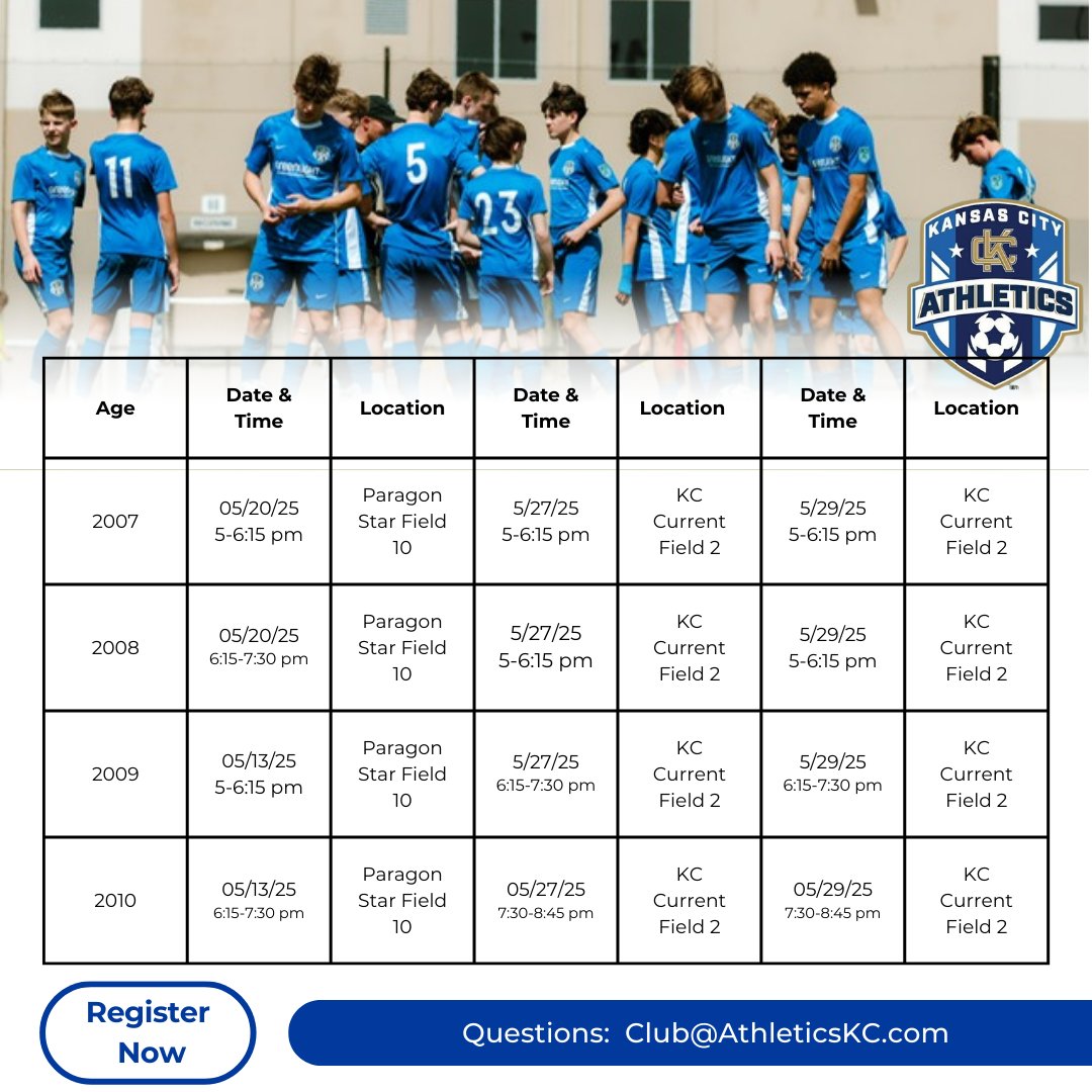 KC Athletics Soccer Club (@athleticskc) on Twitter photo It's <a href="/AthleticsKCECNL/">KC Athletics ECNL</a> BOYS' Tryout Time! Don't miss out on a chance to play at the only full @theECNL club in Kansas CIty! It's <a href="/AthleticsKCECNL/">KC Athletics ECNL</a> BOYS' Tryout Time! Don't miss out on a chance to play at the only full @theECNL club in Kansas CIty!