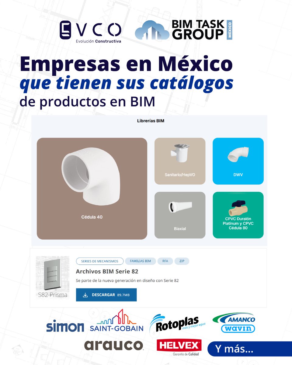 Cada vez más empresas en México ofrecen sus catálogos de productos en BIM.
🔹 <a href="/HelvexMx/">Grupo Helvex</a> , Simon, <a href="/Rotoplas/">Rotoplas</a> , <a href="/saintgobain/">Saint-Gobain</a>, <a href="/AmancoWavin/">Amanco Wavin</a>  y más.
¡Conecta tus proyectos con la innovación digital!
#BIM #ConstrucciónDigital #BIMTaskGroupMéxico