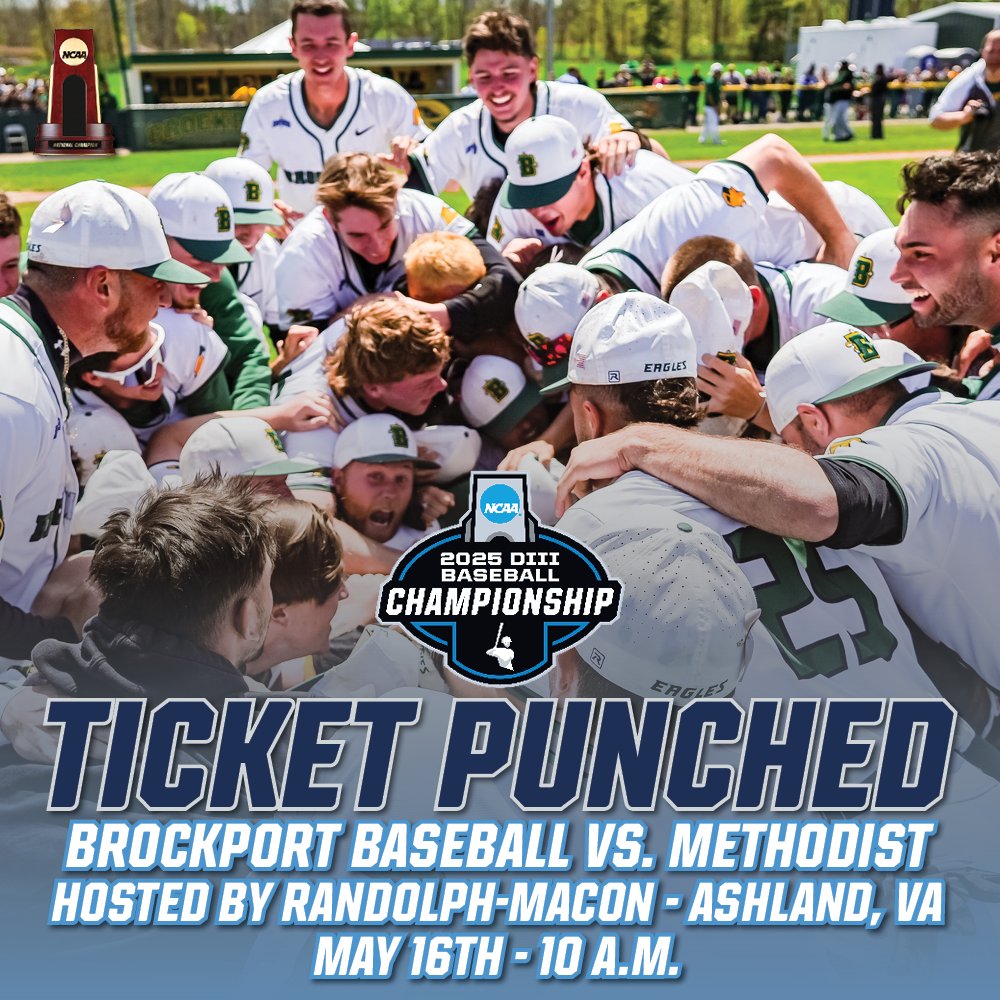 🎟️TICKET PUNCHED⚾️

Your 2025 Empire 8 Conference Champions are heading to Randolph-Macon in Ashland, VA to take on Methodist Friday (10am) in game one of the double-elimination four team NCAA Division III Baseball Regional.

Our 3rd NCAA Regional appearance in the last 4 years!