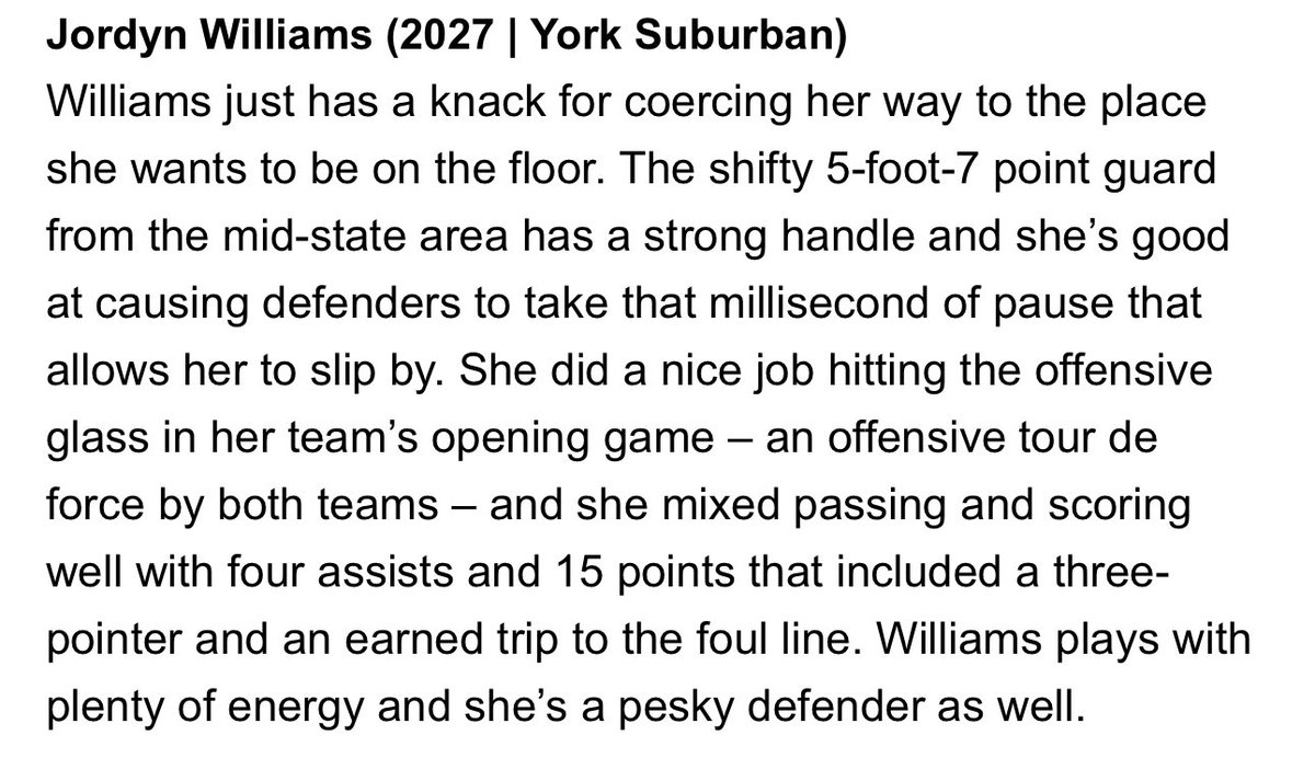 Jordyn Williams (@jordynwillco27) on Twitter photo Thank you <a href="/hooplove215/">CityofBasketballLove</a> for the write up at the COBL exposure camp! <a href="/delcogoats/">Delcogoats</a> <a href="/YorkSuburbanGB/">York Suburban Girls Basketball</a> Thank you <a href="/hooplove215/">CityofBasketballLove</a> for the write up at the COBL exposure camp! <a href="/delcogoats/">Delcogoats</a> <a href="/YorkSuburbanGB/">York Suburban Girls Basketball</a>