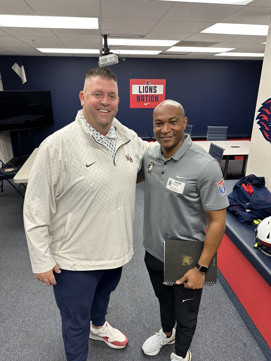 Westminster Academy Football (@walionsfb) on Twitter photo Great to have <a href="/ArmyWP_Football/">Army Football</a> Pass Game Coordinator <a href="/CoachDDixon/">Daryl Dixon</a> on campus to talk about our players and program! Appreciate the visit coach! <a href="/ehoff23/">Ehren Wallhoff</a> <a href="/CoachJeffMonken/">Jeff Monken</a> <a href="/Rivals/">Rivals</a> <a href="/FLHSRecruiting/">Florida High School Recruiting</a> <a href="/JerryRecruiting/">Rising Stars</a>
#GoArmy | #BEATnavy Great to have <a href="/ArmyWP_Football/">Army Football</a> Pass Game Coordinator <a href="/CoachDDixon/">Daryl Dixon</a> on campus to talk about our players and program! Appreciate the visit coach! <a href="/ehoff23/">Ehren Wallhoff</a> <a href="/CoachJeffMonken/">Jeff Monken</a> <a href="/Rivals/">Rivals</a> <a href="/FLHSRecruiting/">Florida High School Recruiting</a> <a href="/JerryRecruiting/">Rising Stars</a>
#GoArmy | #BEATnavy