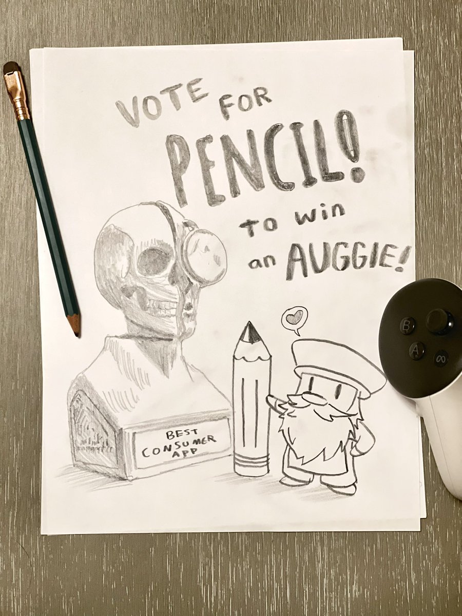 ✏️There are just a couple of days left to vote for Pencil as Best Consumer App at the Auggies!!! We would sure appreciate your vote!✏️
Here is the link:
auggies.awexr.com/entry/vote/bPP…

Here are instructions to vote:
xrnerd.notion.site/Vote-for-Penci…