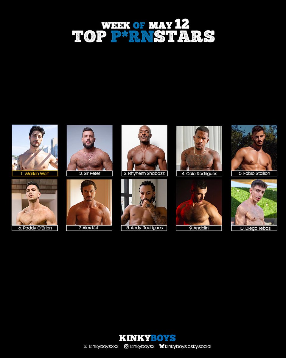 KinkyBoysXXX's tweet image. 💙🌟🎬 TOP PORNSTARS : MAY 12, 2025
1️⃣ @wolfmarkin
2️⃣ @sirpeeterreal
3️⃣ @RhyheimX
4️⃣ @Realcaiox
5️⃣ @fabio_stallion
6️⃣ @paddyobrian86 🆕
7️⃣ @alex_kof2
8️⃣ @4ndyRodrigues 🆕
9️⃣ @Andolini691 🆕
🔟 @DiegoTebas 🆕
🔗 kinkyboysxx.com/index.php/2025…